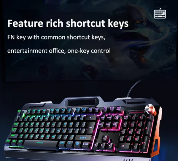 Hot Sale 3 In 1 RGB Colorful Backlit 104 Keys Gaming Mechanical Keyboard And Mouse Headphone Combo For PC Gamer