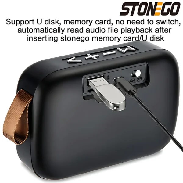 STONEGO 1PC Bluetooth Speakers Portable 3D Stereo Speakers Outdoor Wireless Speakers Support FM-TF Cards - Image 3