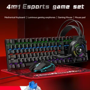 4IN1 Mechanical Keyboard Gaming Headphones Gaming Mouse Mousepad Game Set RGB Gaming Keyboard Set For E-sport Game