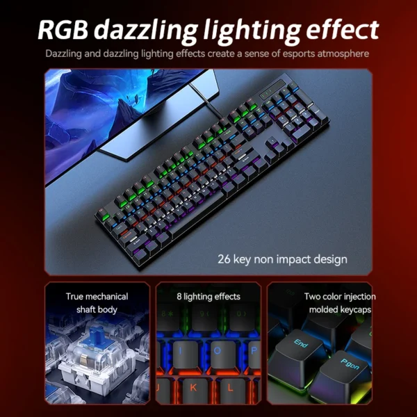 4IN1 Mechanical Keyboard Gaming Headphones Gaming Mouse Mousepad Game Set RGB Gaming Keyboard Set For E-sport Game - Image 2