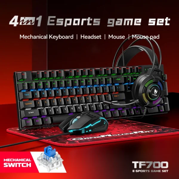 4IN1 Mechanical Keyboard Gaming Headphones Gaming Mouse Mousepad Game Set RGB Gaming Keyboard Set For E-sport Game - Image 5